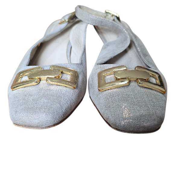 Y2k Donald J Pliner 6.5 Metallic Selma  Slingback Pump Horsebit kitten heel - Picture 2 of 9